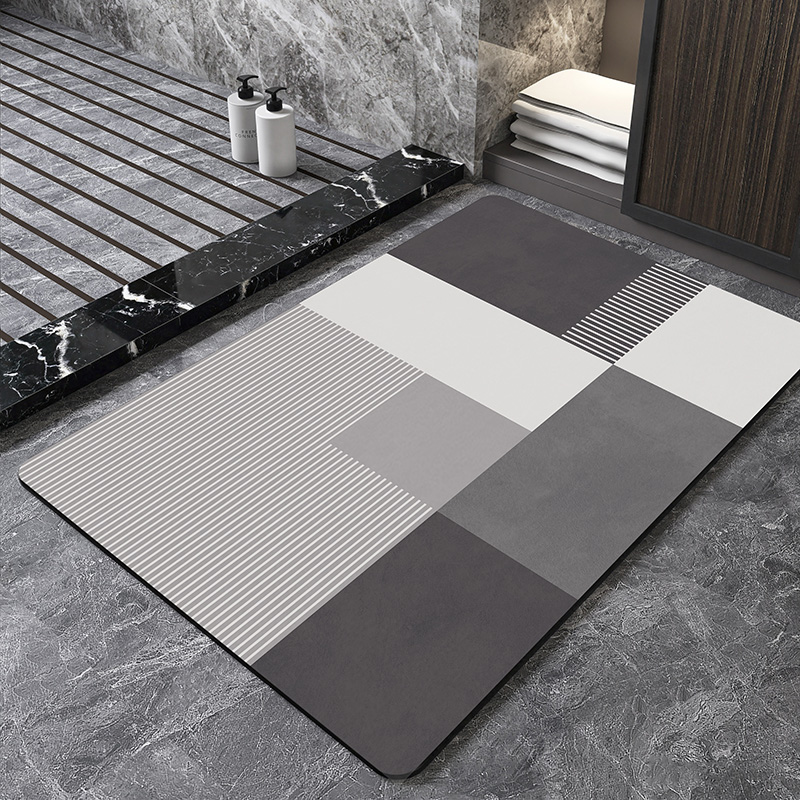 Quick Dry Diatomite Bath Mat - Nordic Geometric Diatomite Bath Mat ห้องน้ํา