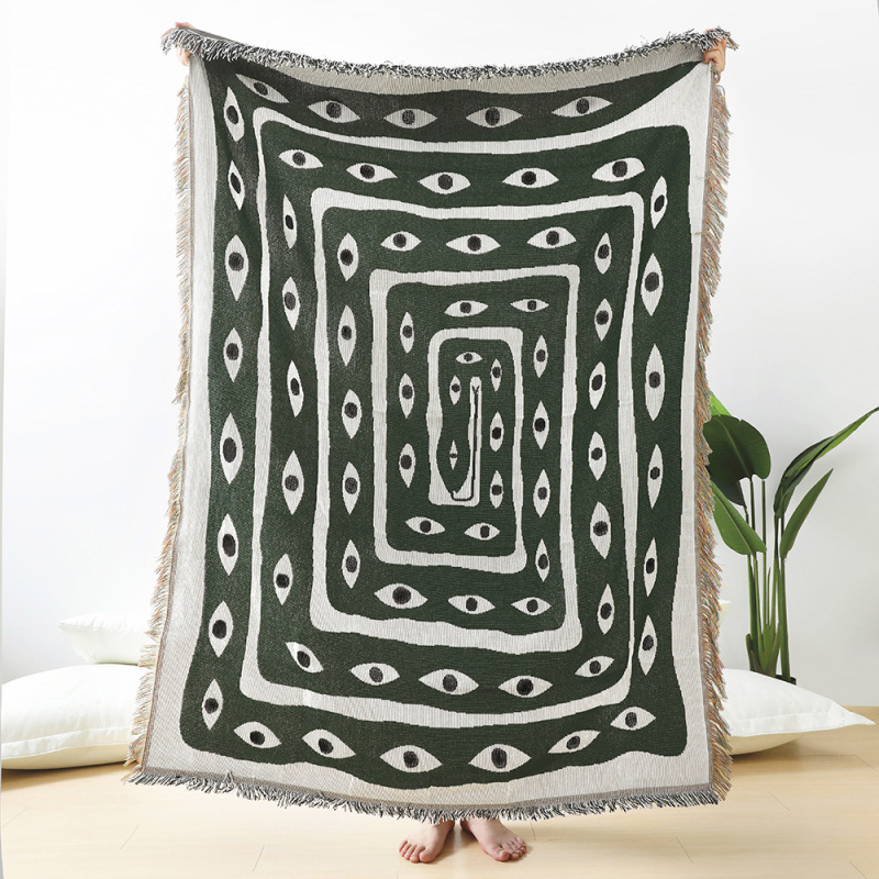 Boho Throw Blanket Fringe - สิ่งทอเมือง Ins Eye Eye โยนผ้าห่มการตกแต่งบ้านพรมแขวนผนังกลางแจ้งสำหรับปิคนิคตั้งค่าย Mat