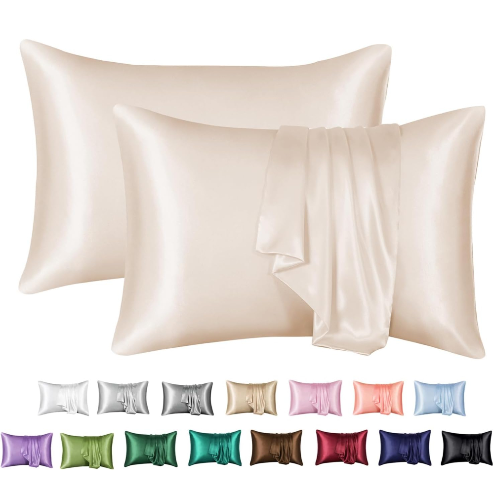 Satin Silk Pillowcase Hair Skin - ปลอกหมอนซาติน 2 แพ็คสําหรับผมและผิวหนัง นุ่มเป็นพิเศษและเย็นคล้ายกับปลอกหมอนผ้าไหมที่มีการปิดซองจดหมายสิ่งทอที่บ้าน