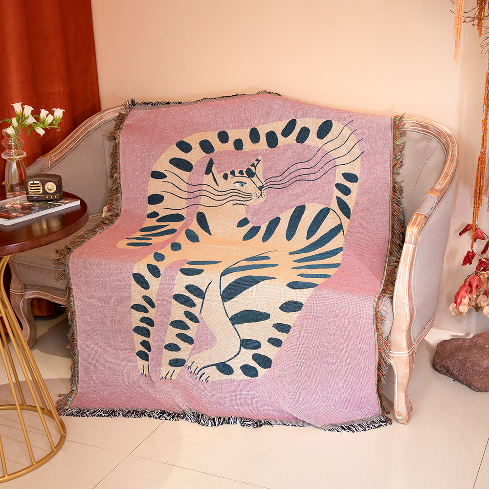 Boho Throw Blanket Fringe - สิ่งทอเมือง Ins สาวสีชมพูรูปแบบ Throw บ้านตกแต่ง Tapestry