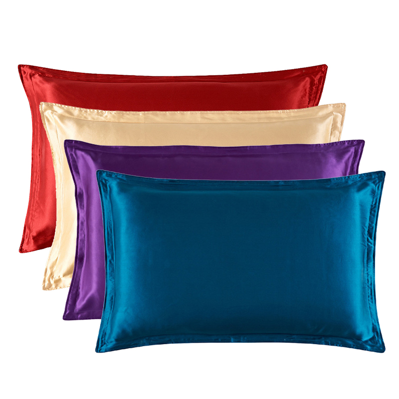 Satin Silk Pillowcase Hair Skin - 48x74 ซม.ปลอกหมอน Patchwork Solid ด้านข้างผ้าไหมซาตินหมอนไม่มีซิปสําหรับผมและผิวเบาะรองนั่งคุณภาพสูง