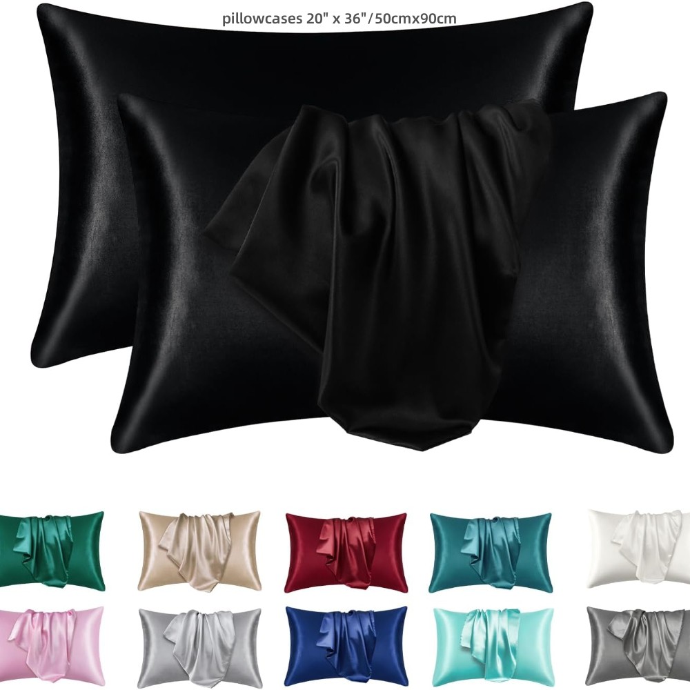 Satin Silk Pillowcase Hair Skin - ปลอกหมอนซาติน 2 แพ็คสําหรับผมและผิวหนัง, ปลอกหมอนผ้าซาตินผ้าไหม, ปลอกหมอนขนาดควีนไซส์ชุด 2,