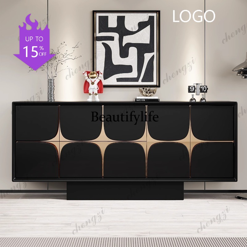 Storage & Organization - D1089 ตู้เก็บของสไตล์อิตาเลียนหรูหราแบบเรียบง่ายทันสมัย ตกแต่งด้วยไม้เนื้อแข็ง ใช้เป็นตู้เก็บของข้างโต๊ะอาหารหรือตู้ข้างเตียงในห้องนอน