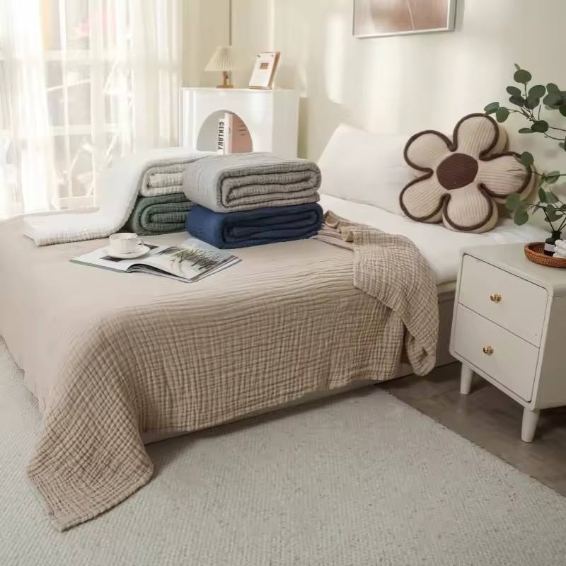 Muslin Cotton Bedspread - ผ้าห่มมัสลินผ้าฝ้าย 6 ชั้น ผ้าห่มน้ำหนักเบา ผ้าห่มนุ่มเย็นสบาย ใช้ได้ทุกฤดู