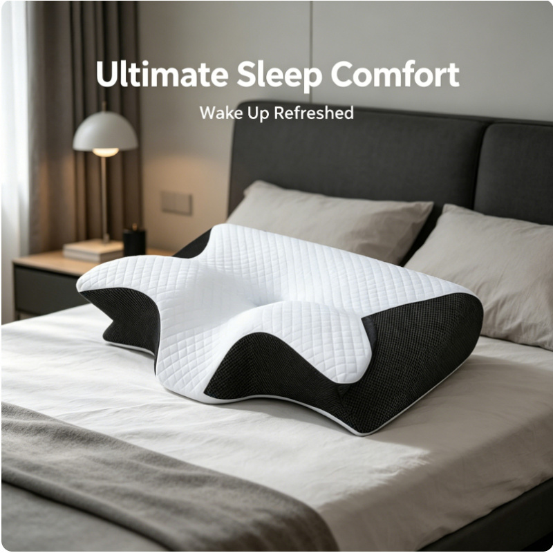 Memory Foam Orthopedic Pillow Neck Pain - หมอนรองคอเมมโมรี่โฟม สำหรับนอนตะแคง นอนหงาย นอนคว่ำ ออกแบบตามหลักสรีรศาสตร์ บรรเทาอาการปวดคอ