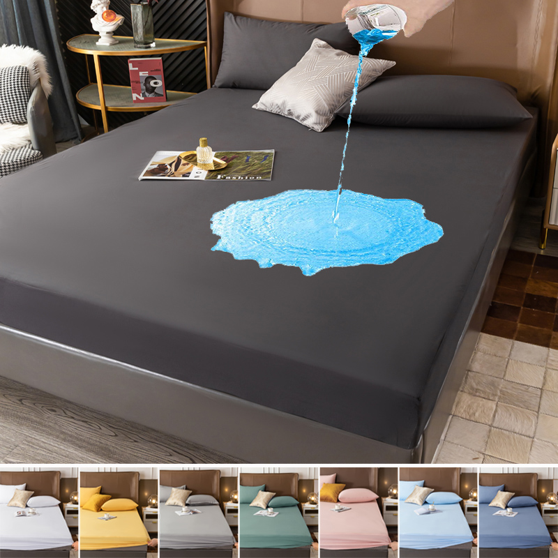 Waterproof Mattress Protector Breathable - 100% กันน้ําที่นอน Protector ปรับเตียงติดตั้งแผ่นแถบยืดหยุ่นเดี่ยวคู่ King ขนาด