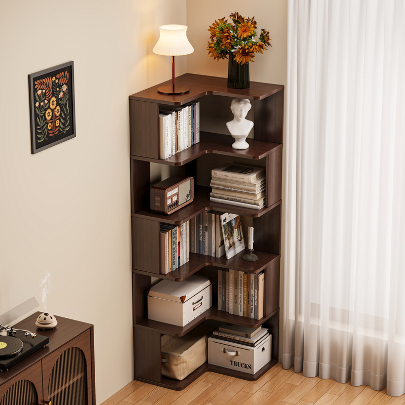 Storage & Organization - ชั้นวางหนังสือไม้จริง HYS สำหรับมุมห้องนั่งเล่น ตู้มุมติดผนัง ชั้นเก็บของมุมห้องนอน ชั้นวางหนังสือแบบเรียบง่าย