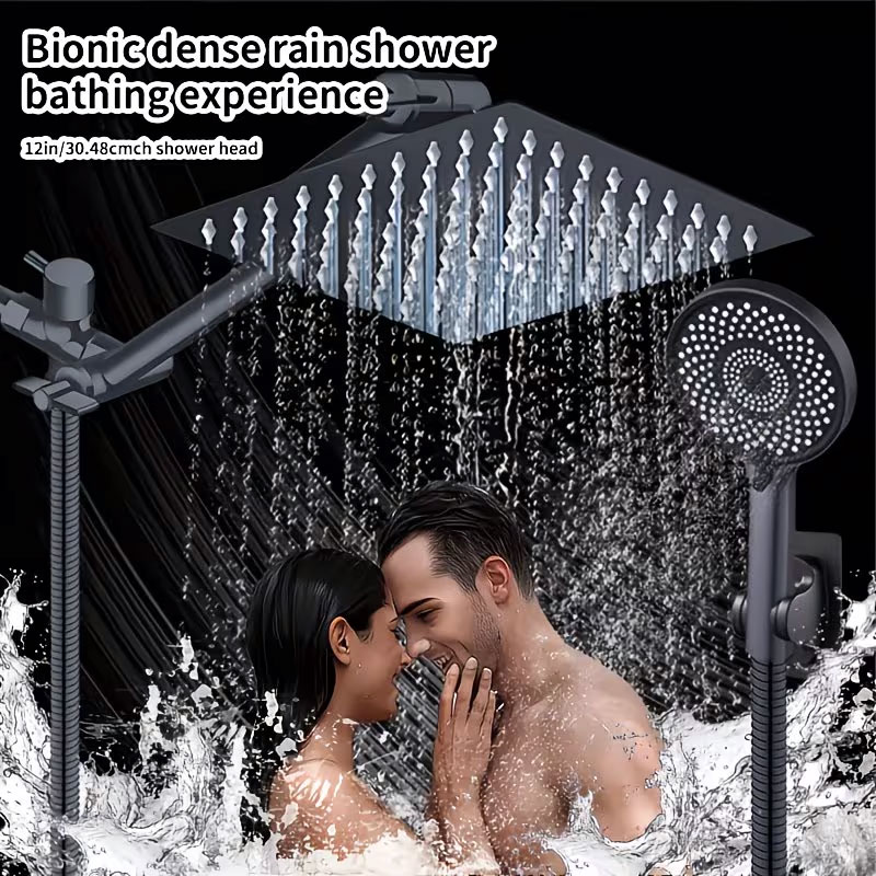 High Pressure Shower Head Handheld - ชุดฝักบัวแรงดันสูงพร้อมหัวฉีดแบบมือถือ - ปรับได้ 9 ระดับ เหมาะสำหรับอาบน้ำ/ฝักบัว