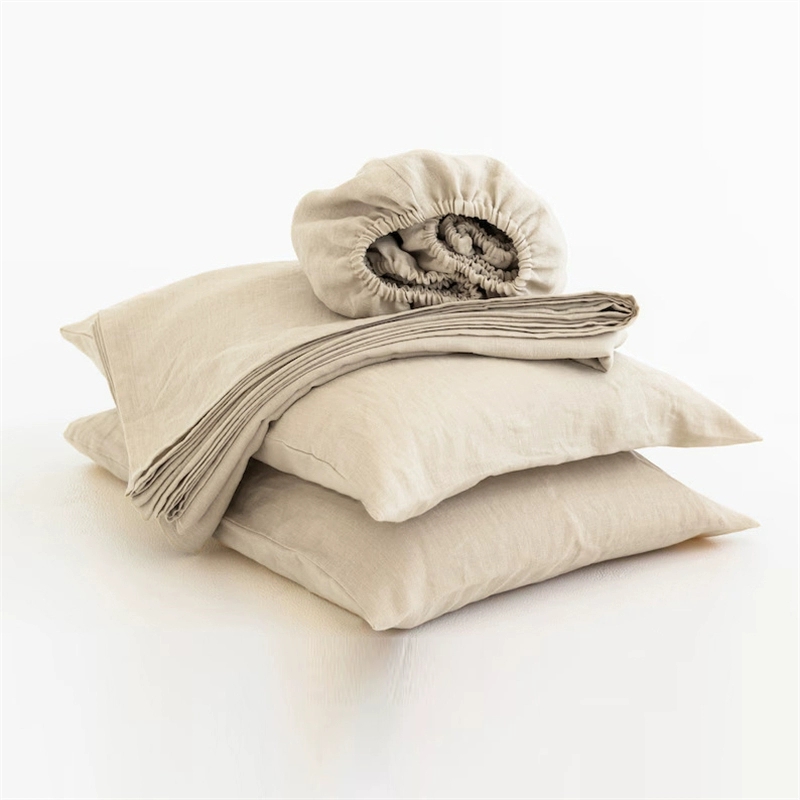 Fitted Bed Sheets Deep Pocket - ผ้าปูที่นอนลินิน 100% เนื้อนุ่ม ชุดผ้าปูที่นอนขนาดควีนไซส์ ชุดเครื่องนอน 1