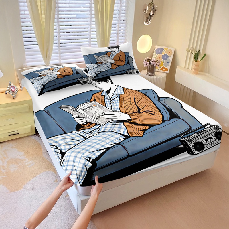 Fitted Bed Sheets Deep Pocket - ชุดผ้าปูที่นอนแบบยืดหยุ่นสำหรับการเดินทาง ลายพิมพ์แฟชั่นสำหรับการวางแผนการเดินทาง ชุดผ้าปูที่นอนนุ่มสบาย ขอบยางยืด กระเป๋าผ้าปูที่นอนแบบลึก ของตกแต่งบ้าน