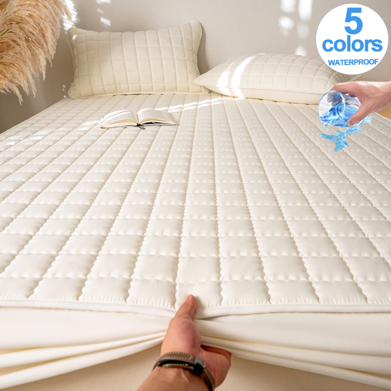 Waterproof Mattress Protector Breathable - กันน้ําคุณภาพสูงที่นอน-Antimicrobial Hypoallergenic ที่นอน Protector,Noiseless แผ่นติดตั้ง,สีทึบ