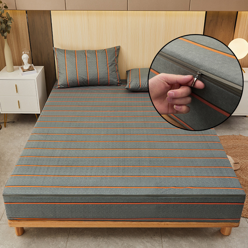 Waterproof Mattress Protector Breathable - ผ้าคลุมฟูกกันน้ำพิมพ์ลายพร้อมซิป6ด้านรวมทุกอย่างแผ่นเตียงติดตั้งถอดออกได้ระบายอากาศได้ดีผ้ารองที่นอน