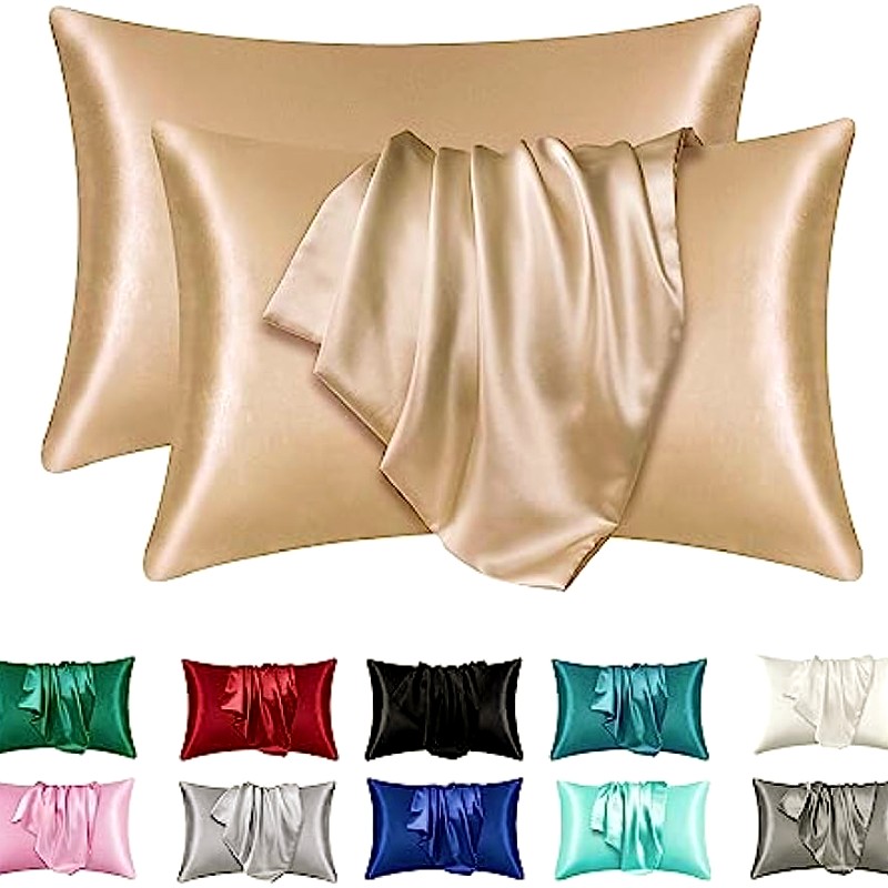 Satin Silk Pillowcase Hair Skin - ปลอกหมอนผ้าซาตินไหม 2 ชิ้น สำหรับผมและผิวหนัง ปลอกหมอนคอรัล ขนาดมาตรฐาน