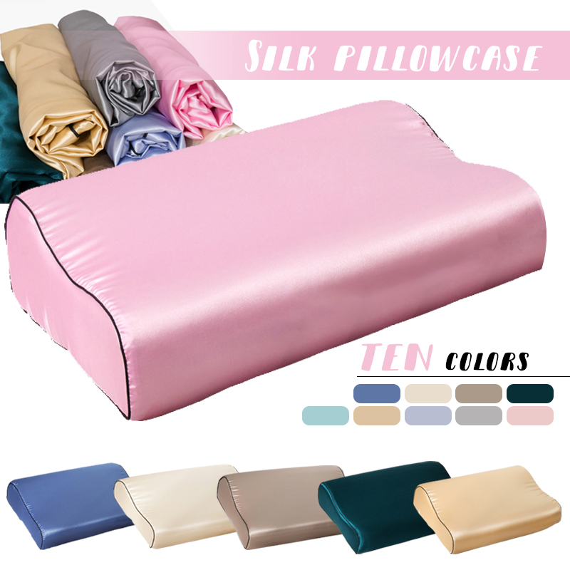 Satin Silk Pillowcase Hair Skin - ปลอกหมอนผ้าซาตินเลียนแบบผ้าไหมลาเท็กซ์สำหรับผมและผิวหนัง ปลอกหมอนรองนอนเมมโมรี่โฟมซาตินที่เป็นมิตรต่อผิว 30x50 ซม./40x60 ซม.