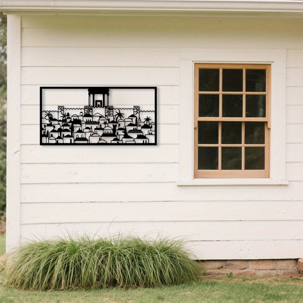 Home Decor - CIFBUY งานศิลปะติดผนังโลหะ รูปปั้นเยรูซาเล็ม ตกแต่งบ้านสไตล์วัฒนธรรมยิว งานฝีมือเหล็กกันสนิม ของตกแต่งแขวนผนัง