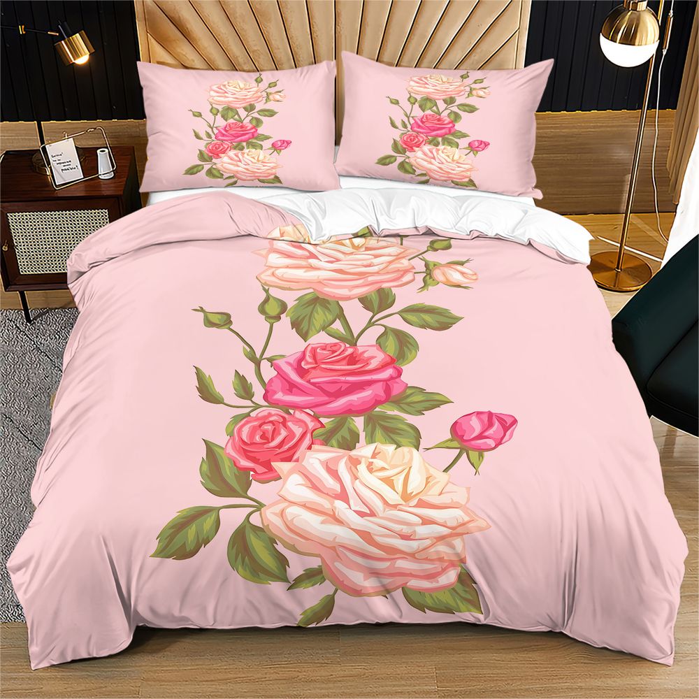 ชุดผ้าปูที่นอนลายดอกกุหลาบสีชม - Aesthetic Floral Duvet Cover บทวิจารณ์และราคา