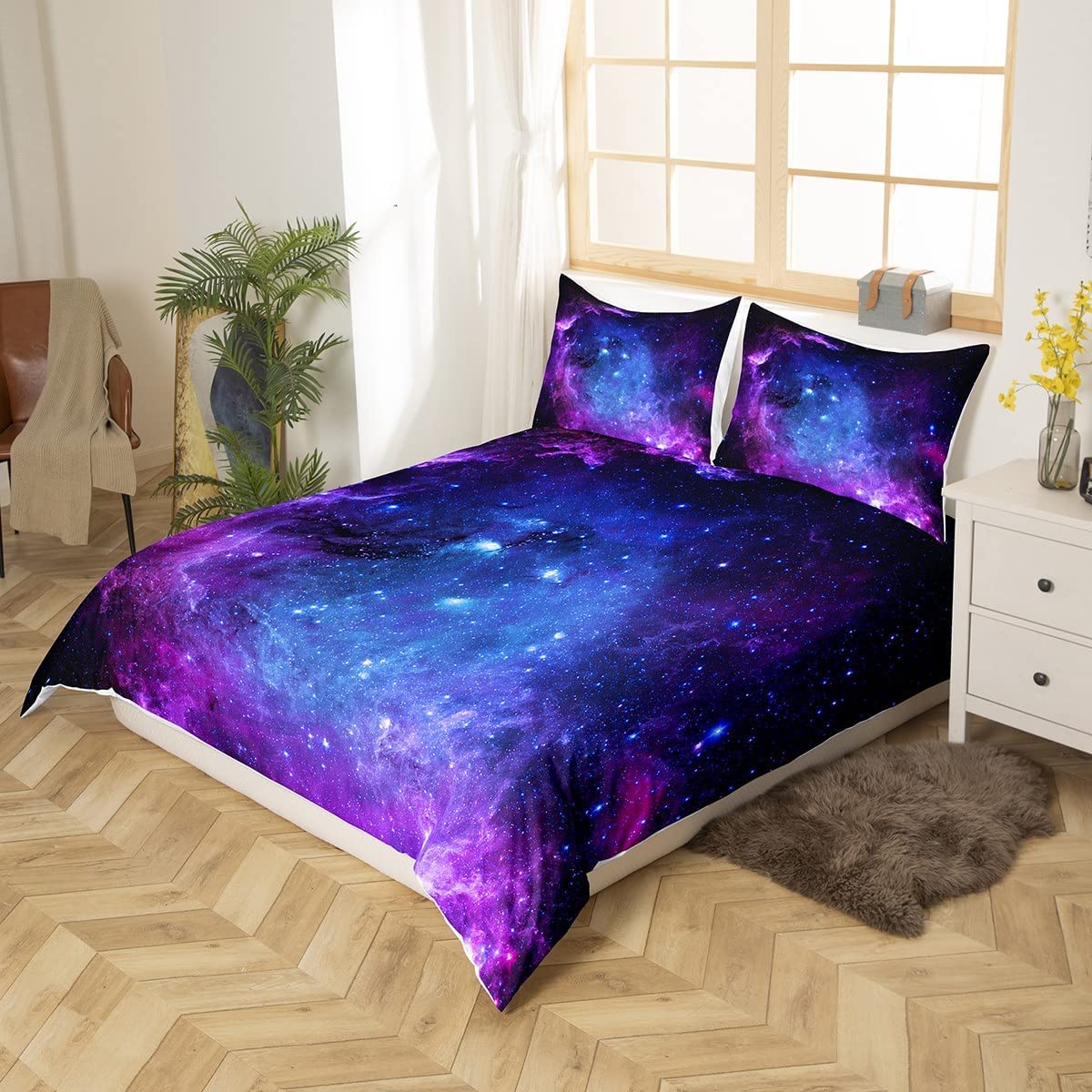 Galaxy ชุดผ้านวมสำหรับวัยรุ่นเ - Duvet Cover Sets With Zipper บทวิจารณ์และราคา