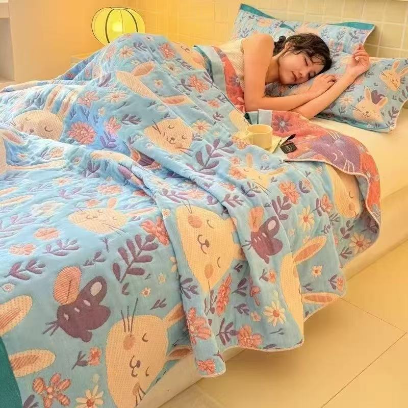 ผ้าห่มมัสลิน 6 ชั้น ขนาดควีนไซ - Muslin Cotton Bedspread บทวิจารณ์และราคา