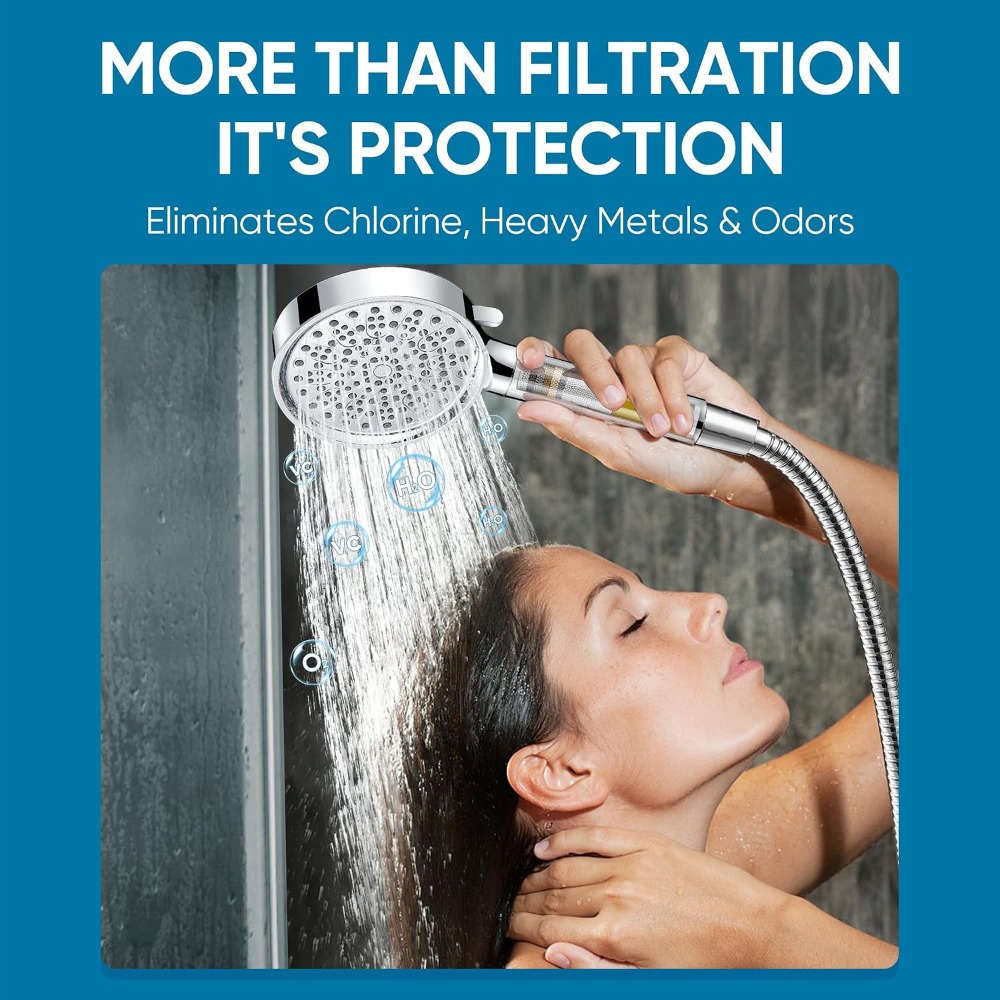 ฝักบัวกรองน้ำแบบมีสายคล้องมือ  - High Pressure Shower Head Handheld บทวิจารณ์และราคา