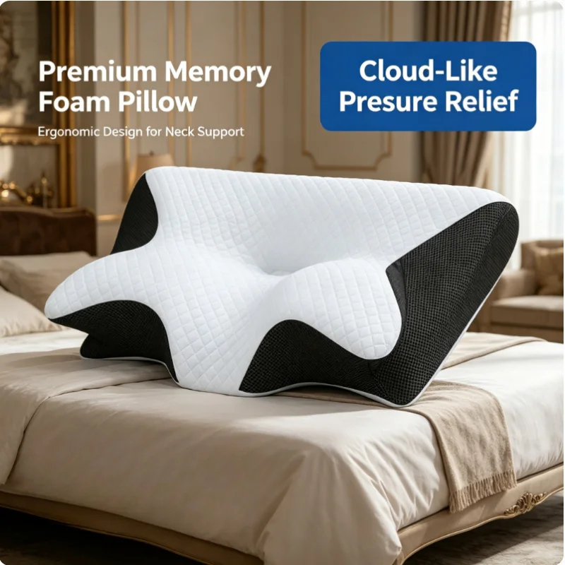 หมอนรองคอเมมโมรี่โฟม สำหรับนอน - Memory Foam Orthopedic Pillow Neck Pain บทวิจารณ์และราคา