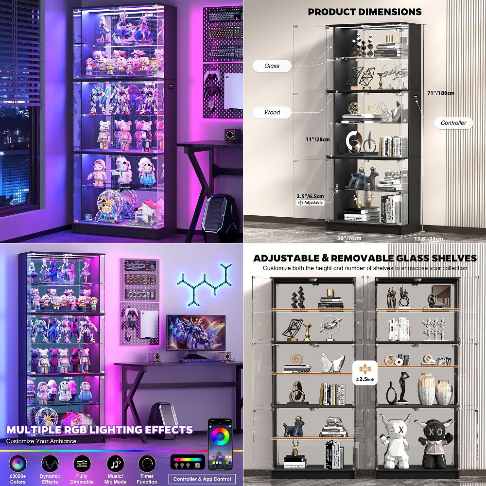 ตู้โชว์กระจก 6 ชั้น สูง 71 นิ้ - Lighting บทวิจารณ์และราคา