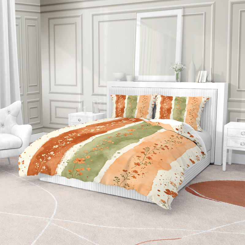 ปลอกผ้านวมลายดอกไม้สีน้ำ ปลอกผ - Aesthetic Floral Duvet Cover บทวิจารณ์และราคา