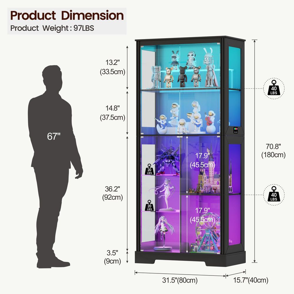 ตู้โชว์มุมโค้งพร้อมไฟ ตู้เก็บข - Storage & Organization บทวิจารณ์และราคา