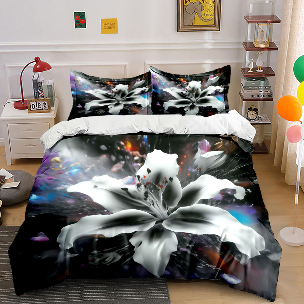 ชุดเครื่องนอนลายดอกลิลลี่สีขาว - Aesthetic Floral Duvet Cover บทวิจารณ์และราคา