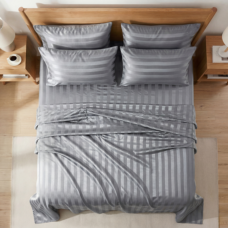 ชุดผ้าปูที่นอนลายทางผ้าซาตินกั - Fitted Bed Sheets Deep Pocket บทวิจารณ์และราคา