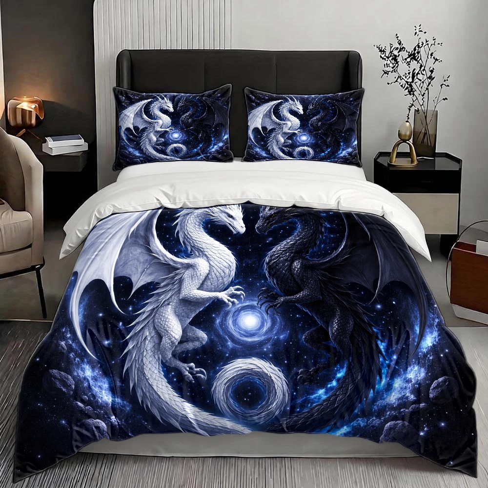 ชุดผ้าห่มลายมังกรดวงดาว 3 ชิ้น - Duvet Cover Sets With Zipper บทวิจารณ์และราคา
