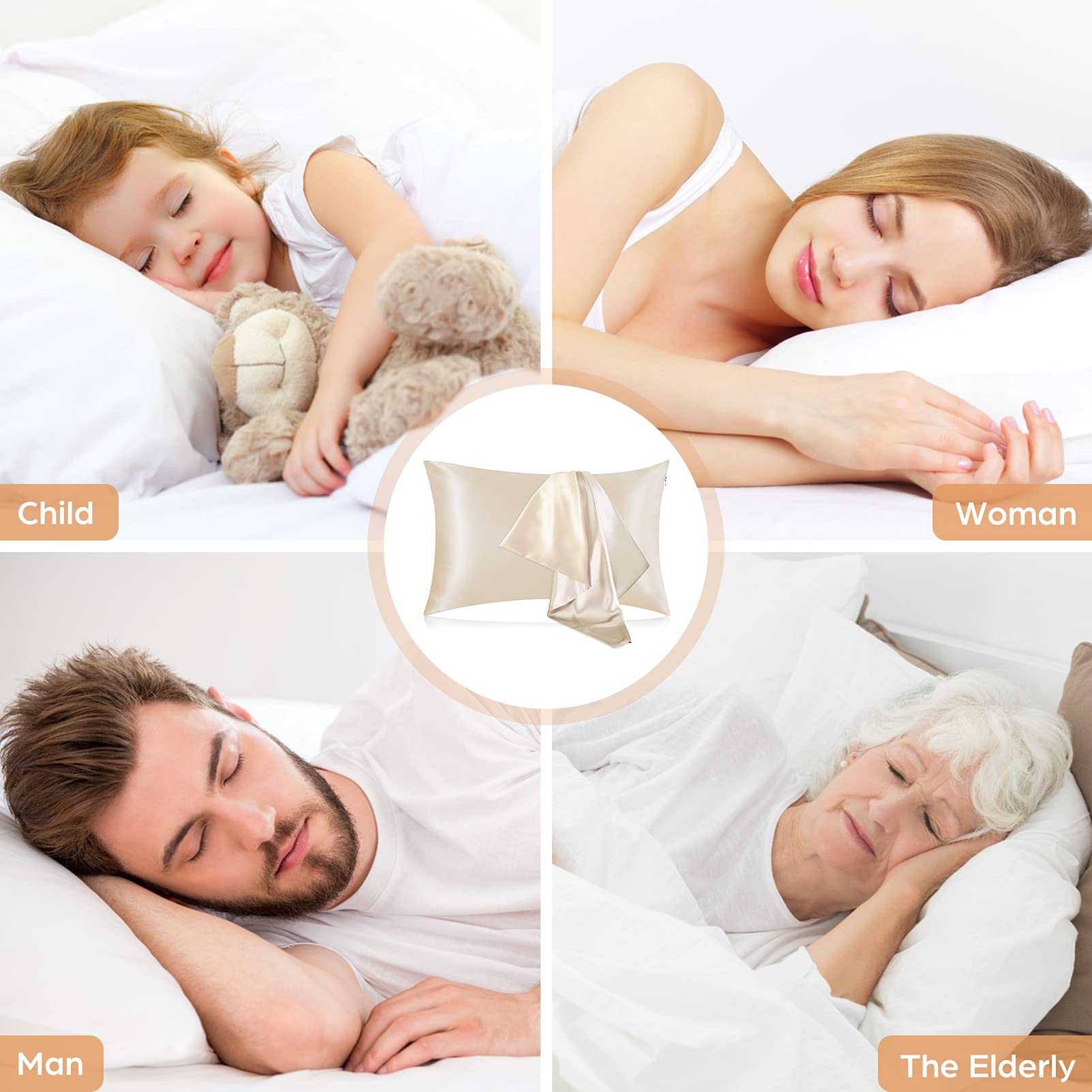 ปลอกหมอนผ้าซาตินปลอกหมอนผ้าไหม - Satin Silk Pillowcase Hair Skin บทวิจารณ์และราคา