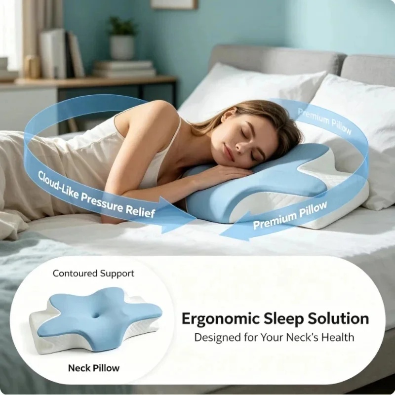 หมอนรองคอเมมโมรี่โฟมระบายอากาศ - Memory Foam Orthopedic Pillow Neck Pain บทวิจารณ์และราคา